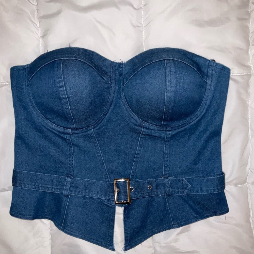 Blue Denim Bustier Top